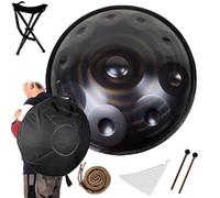 Tamburo a mano, 55,9 cm, 432 Hz D minore, 9/10/12 note, in acciaio, con custodia, martelletto, supporto per bambini e adulti