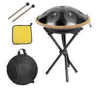 Tamburo a mano da 440 Hz, in re minore a 12 note, in acciaio, con custodia morbida, 2 buste per mano, supporto per la guarigione del suono, meditazione personale e relax (B, 10 note)