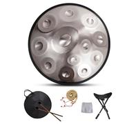 Tamburo a mano da 440 Hz, re minore a 12 note, in acciaio, con custodia morbida, 2 buste per mano, supporto per la guarigione del suono, meditazione personale e relax (argento)