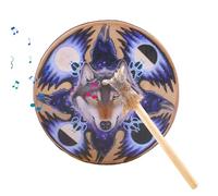 Tamburo a mano dello sciamano - Strumento fatto a mano da 9 pollici | Tamburo siberiano con testa di - Percussioni per meditazione spirituale per adulti - Strumento sonoro rituale per cerimonie d