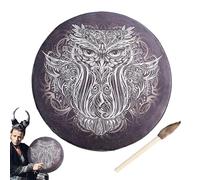 Tamburo a mano e bacchetta, Tamburo sciamano con bacchetta - Tamburo sciamanico multiuso in legno - Tamburo portatile per meditazione, strumenti musicali sciamanici per lo yoga