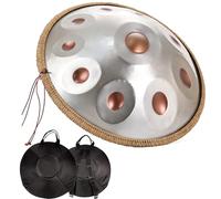 Tamburo A Mano In Acciaio Con Supporto (10 Note 440Hz Re Minore) Per Educazione Musicale/concerto/yoga Curativo Della Mente Tamburo A Lingua In Acciaio Da 55,9 Cm(Goldeneye,440HZ)