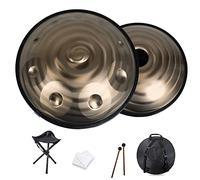Tamburo a mano in acciaio da 22 pollici, 10 note 440Hz Handpan Drum, Handpan Drum Instrument in D Minor con Handpan Bag, 2 Handpan Mallets, Handpan Stand