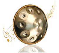 Tamburo a mano in acciaio da 22 pollici, in Minor D, 432/440 Hz, 9/10 toni, con borsa morbida per mano, supporto per tamburo a mano, Mallets, Harmonous Percussion for Sound Healing, Personal