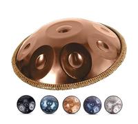 Tamburo a mano in acciaio da 55,9 cm, 432 Hz D minore 10 note, con custodia morbida, mazze e supporto, strumento classico per gli amanti della musica (colore: oro)