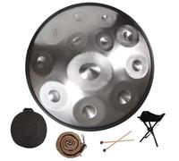 Tamburo A Mano In Acciaio Re Minore 432/440 Hz, Handpan Drum Da 22 Pollici, Handpan Tamburo Da 9/10/12 Note Per Meditazione, Terapia Del Suono, ASMR O Yoga(Silver,12 Notes (432Hz))