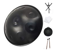 Tamburo a mano in re minore a 9 note, in acciaio, 56 cm, con borsa, bacchette, supporto e panno, 432 Hz, percussioni per principianti, per meditazione, yoga, educazione musicale