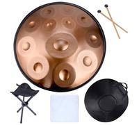 Tamburo a mano in re minore in acciaio con borsa e treppiede, ideale per la produzione musicale professionale e il relax