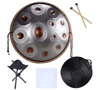 Tamburo a mano per strumento a percussione in acciaio da 22 pollici Tamburo a mano con tasca morbida per pantaloni a mano, 2 mazze per handpan, supporto per soffio a mano, panno privo di lanugine