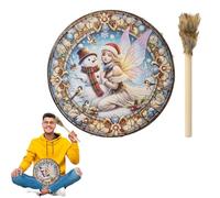 Tamburo a mano sciamano, 25,4 cm, con bacchetta, decorazioni per la casa, strumento di guarigione del suono per meditazione spirituale e riflessione musicale