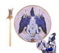 Tamburo a mano sciamano, strumento fatto a mano, 22,9 cm, design siberiano | a forma di testa di , percussioni spirituali per meditazione per adulti, strumento sonoro rituale per la cerimonia di
