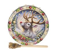 Tamburo a mano sciamano,tamburo strumentale natalizio | strumento sciamanico per musica spirituale, meditazione riflessiva, decorazione per la casa