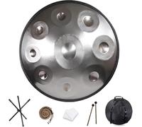 Tamburo a mano Tamburo a mano Tamburo a lingua 9 10 12 Note Tamburo a mano Re minore Strumento a percussione Tamburo a mano Meditazione Yoga Principiante con borsa for il trasporto Bacchetta(Silver,9