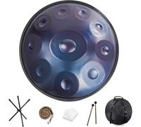 Tamburo a mano Tamburo a mano Tamburo a lingua 9 10 12 Note Tamburo a mano Re minore Strumento a percussione Tamburo a mano Meditazione Yoga Principiante con borsa for il trasporto Bacchetta(Blue,10 N