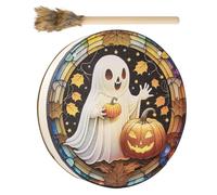 Tamburo a percussione di Halloween, tamburo dello sciamano | Tamburo sciamanico con bacchetta | Tamburo strumentale sciamano fantasma zucca tamburo sciamano mano con bacchetta per musica spirituale, r