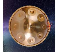 Tamburo A Percussione In Acciaio Da 22 Pollici, Tamburo Handpan In Re Minore 9/10/12 Note Per Adulti E Bambini, Strumento A Percussione Armonico 432Hz Con Custodia Handpan E Mazze(Gold,9 notes)