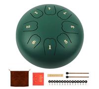 Tamburo antipioggia per esterni, in acciaio, 15,2 cm, 8 note, a forma di panda, con mazzuole, per educazione musicale, intrattenimento, regali (verde scuro)