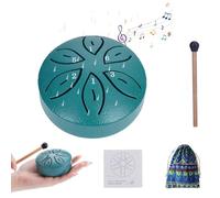 Tamburo antipioggia per giardino esterno, 7,6 cm, 6 note, in acciaio, impermeabile, per giardino, tamburo a mano in acciaio, tamburo chakra, per pioggia, con bacchette, libro musicale (verde)