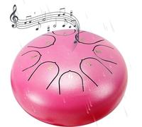 Tamburo antipioggia per giardino esterno, 8 note, tamburo Ch-akra da 15,2 cm, in acciaio, tamburo musicale da giardino, mini tamburo a mano (rosa)