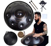 Tamburo Armonico Gold Handpan, Tamburo a Lingua in Acciaio da 55,9 Cm con Handpan Morbido, Percussioni Armoniche per La Guarigione del Suono, Meditazione Personale, Yoga(A 440Hz,9Notes)
