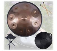 Tamburo Armonico Gold Handpan, Tamburo a Lingua in Acciaio da 55,9 Cm con Handpan Morbido, Percussioni Armoniche per La Guarigione del Suono, Meditazione Personale, Yoga(A,14Notes)