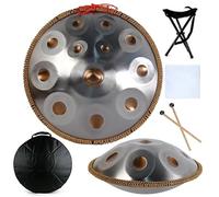 Tamburo Armonico Gold Handpan, Tamburo a Lingua in Acciaio da 55,9 Cm con Handpan Morbido, Percussioni Armoniche per La Guarigione del Suono, Meditazione Personale, Yoga(432Hz,12Notes)