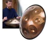 Tamburo Armonico Gold Handpan, Tamburo a Lingua in Acciaio da 55,9 Cm con Handpan Morbido, Percussioni Armoniche per La Guarigione del Suono, Meditazione Personale, Yoga(12Notes)