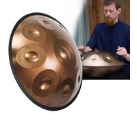 Tamburo Armonico Gold Handpan, Tamburo a Lingua in Acciaio da 55,9 Cm con Handpan Morbido, Percussioni Armoniche per La Guarigione del Suono, Meditazione Personale, Yoga(9Notes)