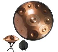 Tamburo Armonico Gold Handpan, Tamburo A Percussione In Acciaio, 440 Hz/432 Hz In Re Minore Strumenti A Percussione for Adulti, for Allenamento Yoga, Uso In Viaggio, Allenamento Musicale(432Hz,10Notes