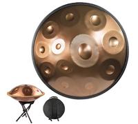 Tamburo Armonico Gold Handpan, Tamburo A Percussione In Acciaio, 440 Hz/432 Hz In Re Minore Strumenti A Percussione for Adulti, for Allenamento Yoga, Uso In Viaggio, Allenamento Musicale(432Hz,12Notes
