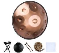 Tamburo Armonico Handpan Drum In Re Minore 9/10/12 Note Tamburo In Acciaio 56cm Con Borsa A Mano Morbida,2 Handpan Mazze, Supporto Per Handpan (Color : Gold - 9 Notes, Size : 440hz)
