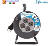 Tamburo Avvolgicavo 15 25 Metri 16A 2P+T 4 Schuko Bipasso Cavo 3x1,5 mm HO5VV-F