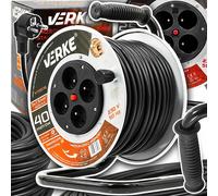 Tamburo Avvolgicavo in Acciaio con Cavo 25m/40m 4 Prese Prolunga Robusta 230V