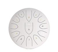 Tamburo Balsamico Metallo Addensato Handpan Saldatura Senza Tracce, Vita Pratica Più Lunga Tongue Drum Con Drum Kit, Bacchette, Materiali Didattici(Bianca,12 inch)