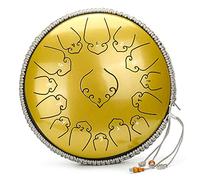 Tamburo Con Lingua In Acciaio Ad Alto Tenore Di Carbonio, Tamburo Etereo Da 14 Pollici Con Chiave C Da 15 Note Con Martello, Staffa Per Batteria, Manicotto Per Le Dita, Campeggio Yoga (Color : Gold)