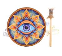 Tamburo da meditazione | Tamburi sciamani in legno con bacchetta - Strumento di guarigione del suono, tamburo a mano sciamano, tamburo a mano con design decorativo, sciamano per meditazione