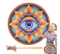 Tamburo da meditazione | Tamburo a mano decorativo con bacchetta, tamburi sciamani in legno, tamburo sciamano, strumento di guarigione del suono del tamburo, realizzato per meditazione riflessa