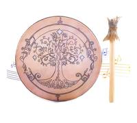 Tamburo da meditazione - Tamburo sciamano in legno con bacchetta, tamburi sciamani in legno, tamburo sciamano, strumento di guarigione del suono, realizzato per meditazione riflessa