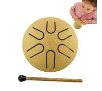 Tamburo della pioggia, tamburo d'acciaio,Tamburo a mano a 6 note - Tamburo per lingua da 3 pollici, strumento a percussione per tamburo a pioggia manuale per Zen, Yoga, campeggio, rilassamento fisico