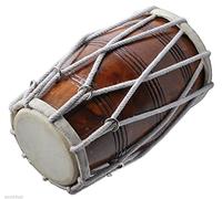Tamburo Dholak di qualità professionale, fatto a mano, in legno di shesham e pelle speciale