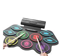 Tamburo Elettronico Del Silicone Arcobaleno Con 9 Pad, Supporto Bluetooth/App. Set Di Tamburo Audio Esterno, Supporto Android E Ios, For Bambini, Adolescenti E Principianti Adulti