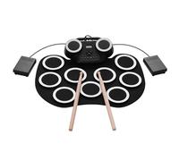 Tamburo elettronico, portatile, arrotolabile, batteria digitale in silicone, con altoparlanti integrati, pedali, monitoraggio delle cuffie, luce colorata, batteria integrata