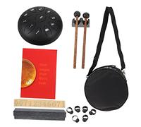 Tamburo Etereo in Acciaio al Carbonio Nero 8 Pollici 11 Note | Suono Stabile e Tracce, Corpo Ispessito, Accessori Inclusi, per Yoga e Meditazione