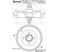 Tamburo freno 14.A672.10 BREMBO per NISSAN MICRA III NOTE MICRA C+C III