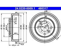 Tamburo freno 24.0220-0009.1 ATE per FORD FIESTA VI FIESTA VI Van KA+ III