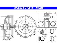 Tamburo freno ATE 24.0220-3729.2