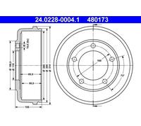 Tamburo freno 24.0228-0004.1 ATE per FORD TRANSIT Autobus TRANSIT Furgone