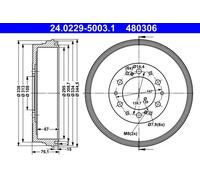 ATE 24.0229-5003.1 Tamburo freno per TOYOTA