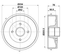 HELLA 8DT 355 300-611 Tamburo freno
