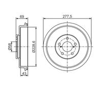 Tamburo freno Assale posteriore 0 986 477 279 BOSCH per SUBARU IMPREZA Familiare